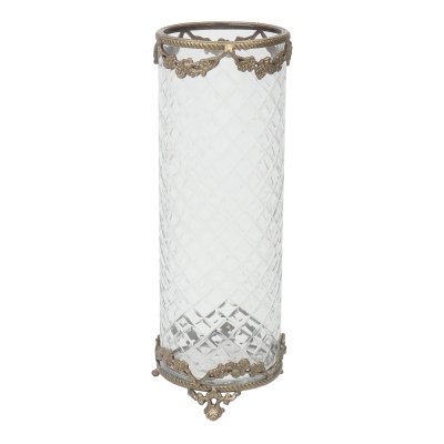 Botanic Antique Brass Trim Glass Vase Gold image