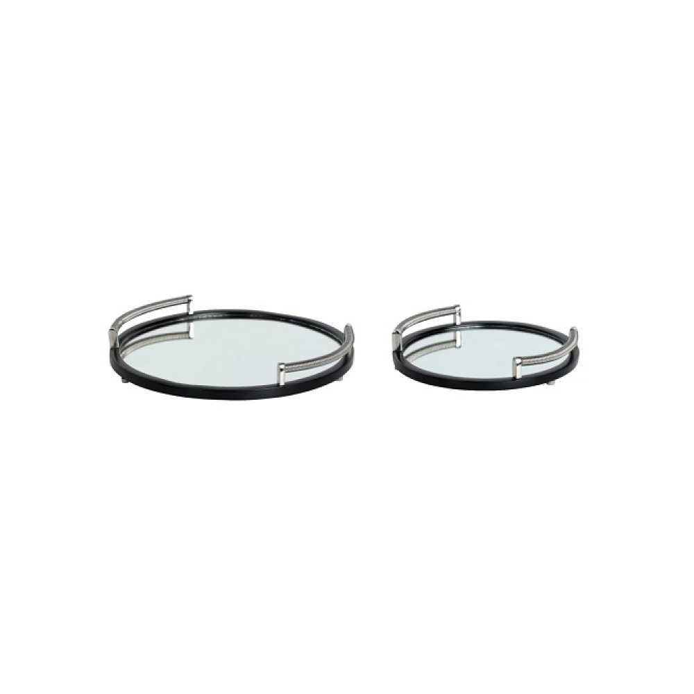 Allie Mirror Tray Black Silver Medium Size image