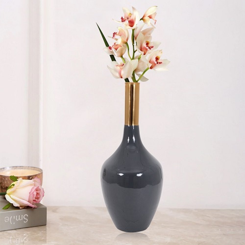  Slender Deidra Dim Grey Brass Vase image
