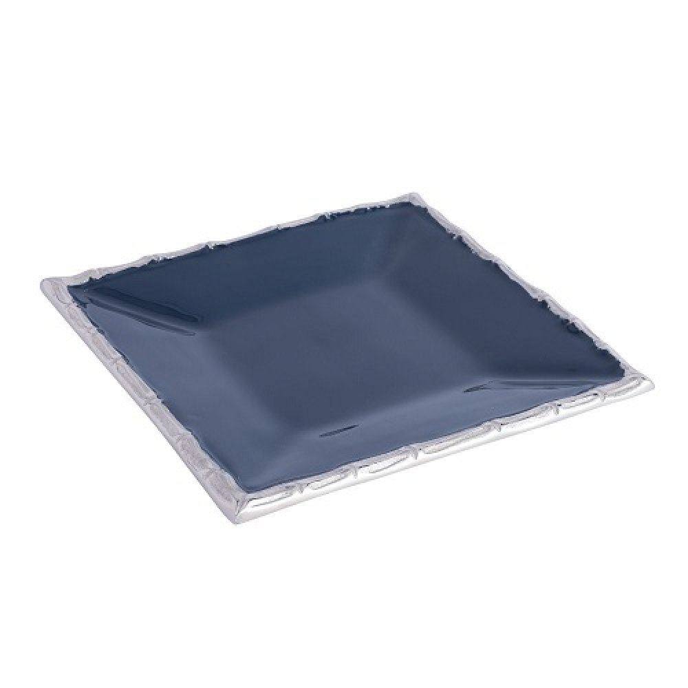 Alf Vine Square Tray Platter In Blue Enamel Silver Finish image