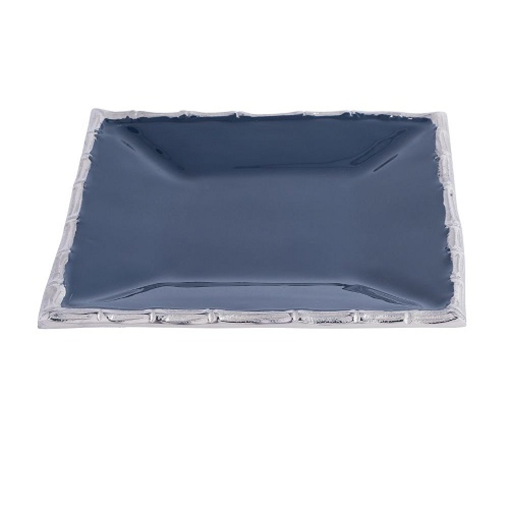 Alf Vine Square Tray Platter In Blue Enamel Silver Finish image