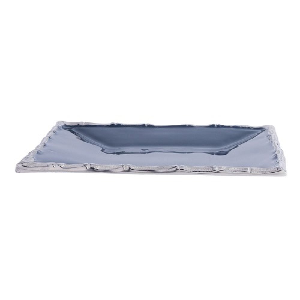 Alf Vine Square Tray Platter In Blue Enamel Silver Finish image
