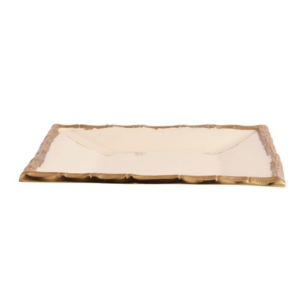 Alf Vine Square Tray Platter In Ivory Enamel Gold Finish image