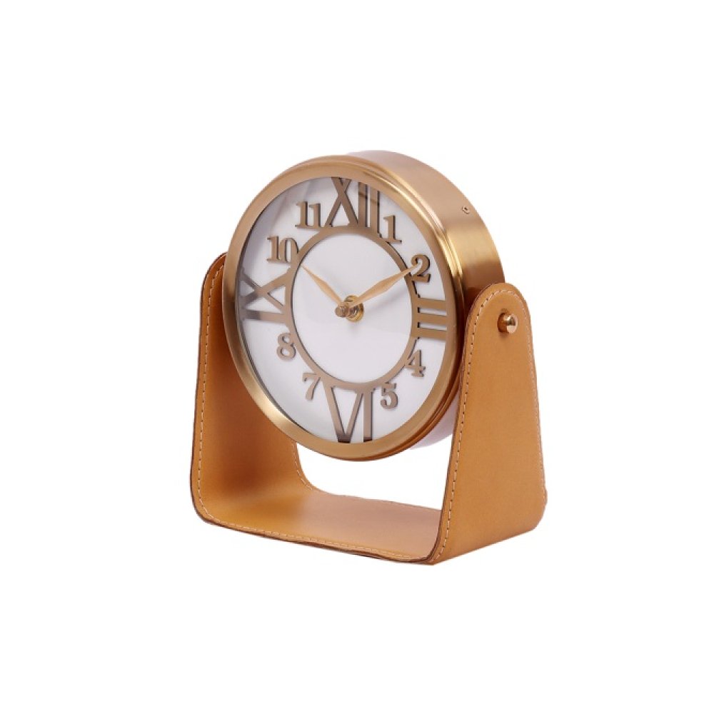  Genuine Tan Leather Table clock image