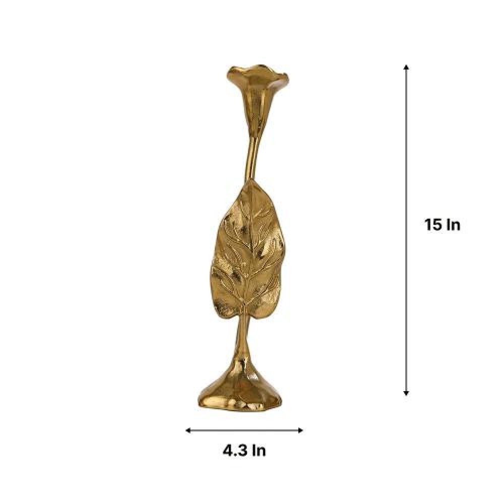  Jules Leaf Candle Holder Medium Gold image