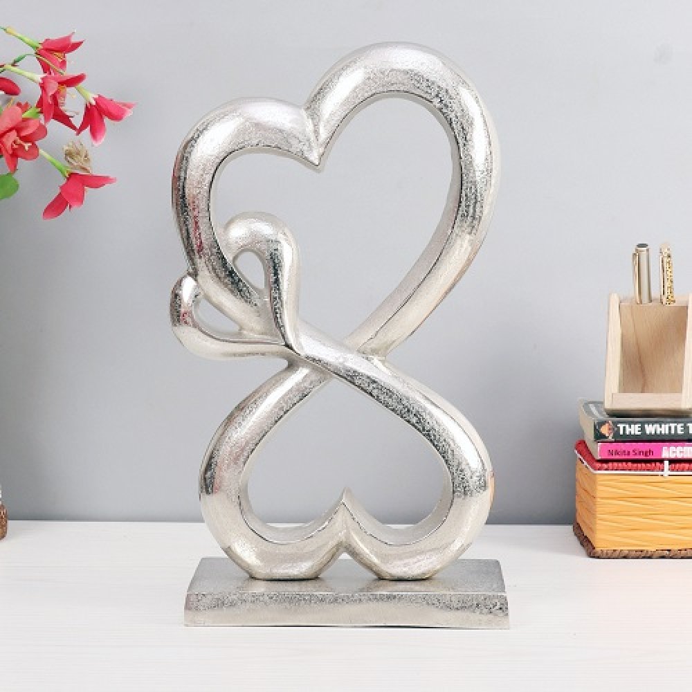  Family Heart Silver Sculpture Large image