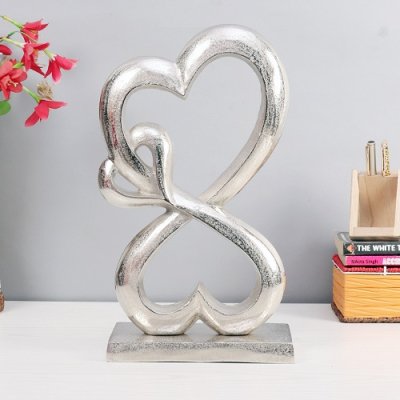  Family Heart Silver Sculpture Large