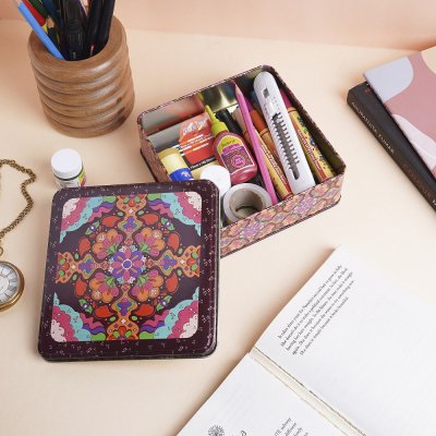 Glistendecor Metal Storage Box: Sturdy Organizer for Small Essentials