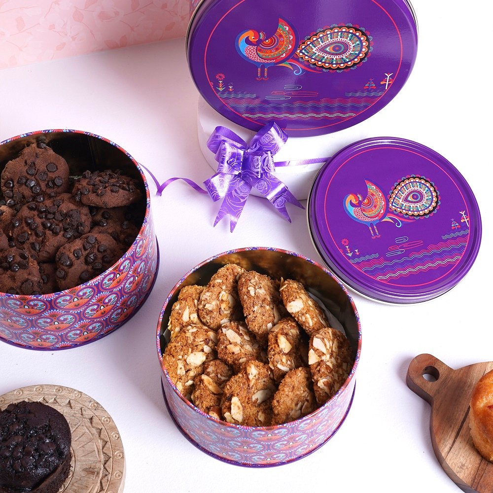 Glistendecor Metal Container Set of 3 in Purple Color image