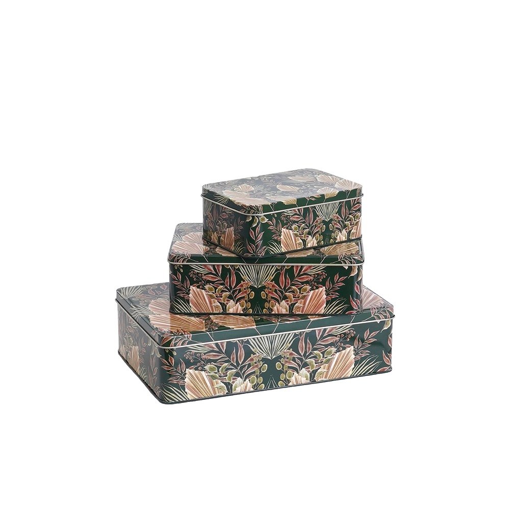 Essential Storage Trio: Set of 3 Rectangular Tin Boxes image