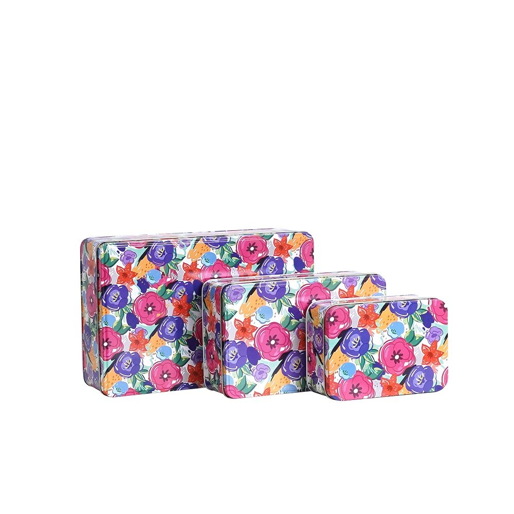  Vibrant Storage Trio 3-Piece Rectangular Tin Box Set image