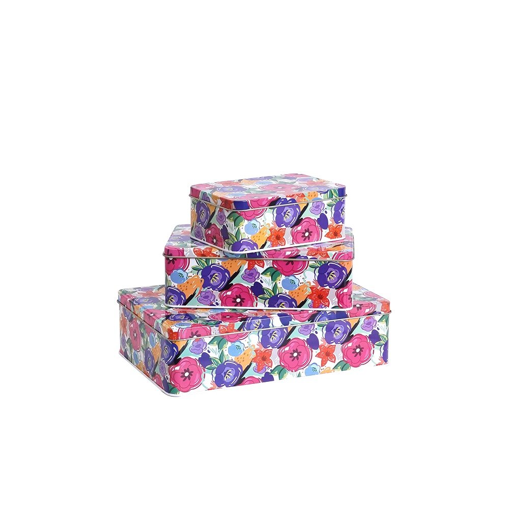  Vibrant Storage Trio 3-Piece Rectangular Tin Box Set image