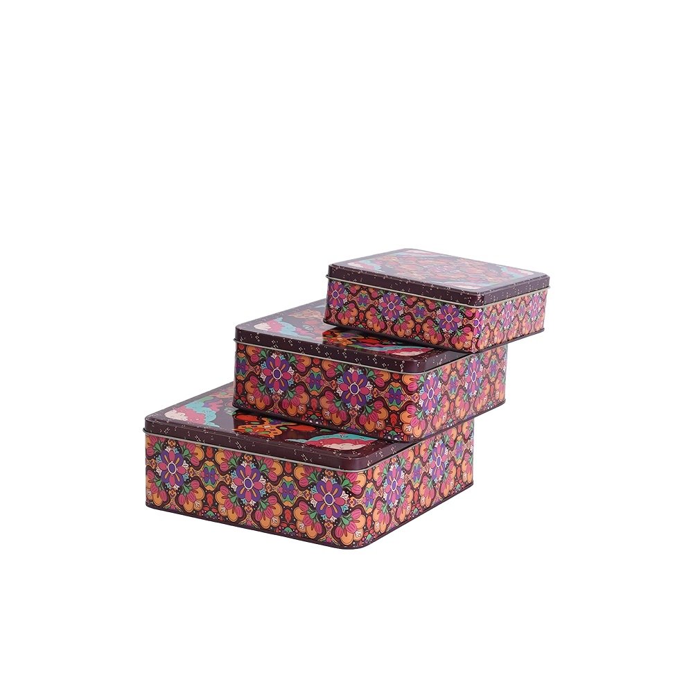 Glistendecor Rectangle shape tin box Set of 3 image