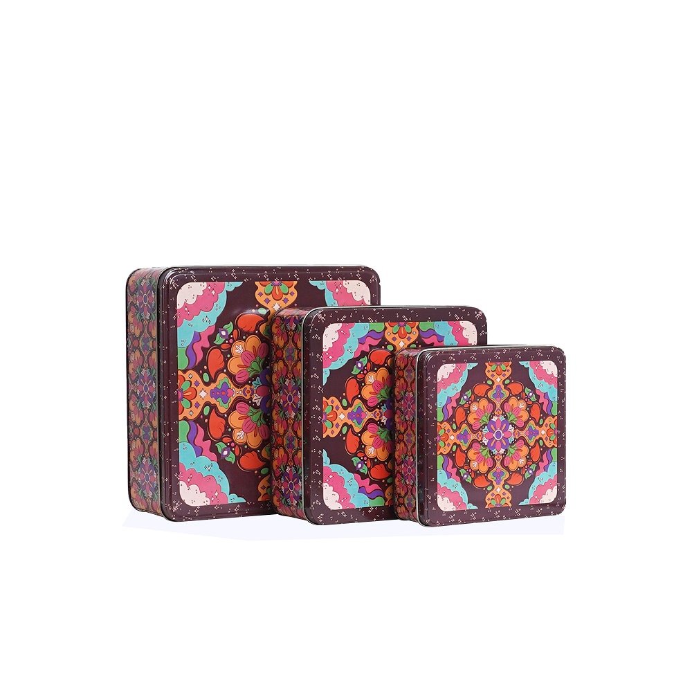 Glistendecor Rectangle shape tin box Set of 3 image