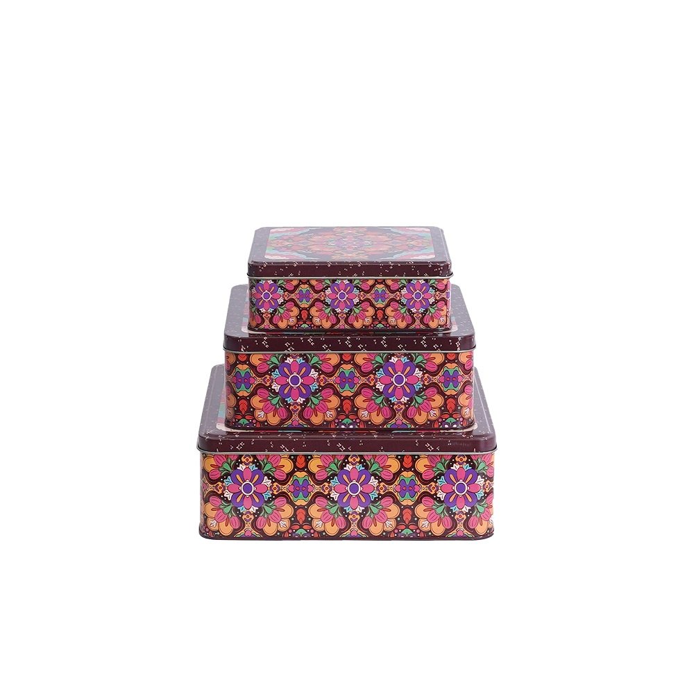 Glistendecor Rectangle shape tin box Set of 3 image