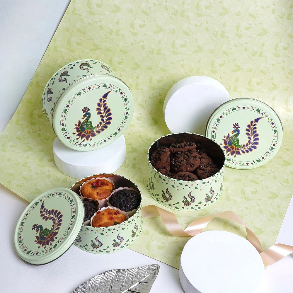 Glistindecor Round Metal Container Set of 3 image