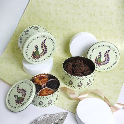 Glistindecor Round Metal Container Set of 3