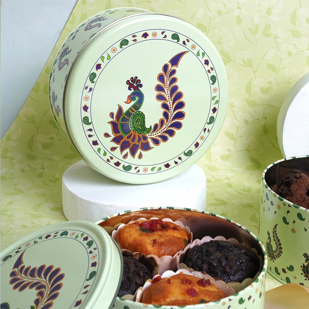 Glistindecor Round Metal Container Set of 3 image