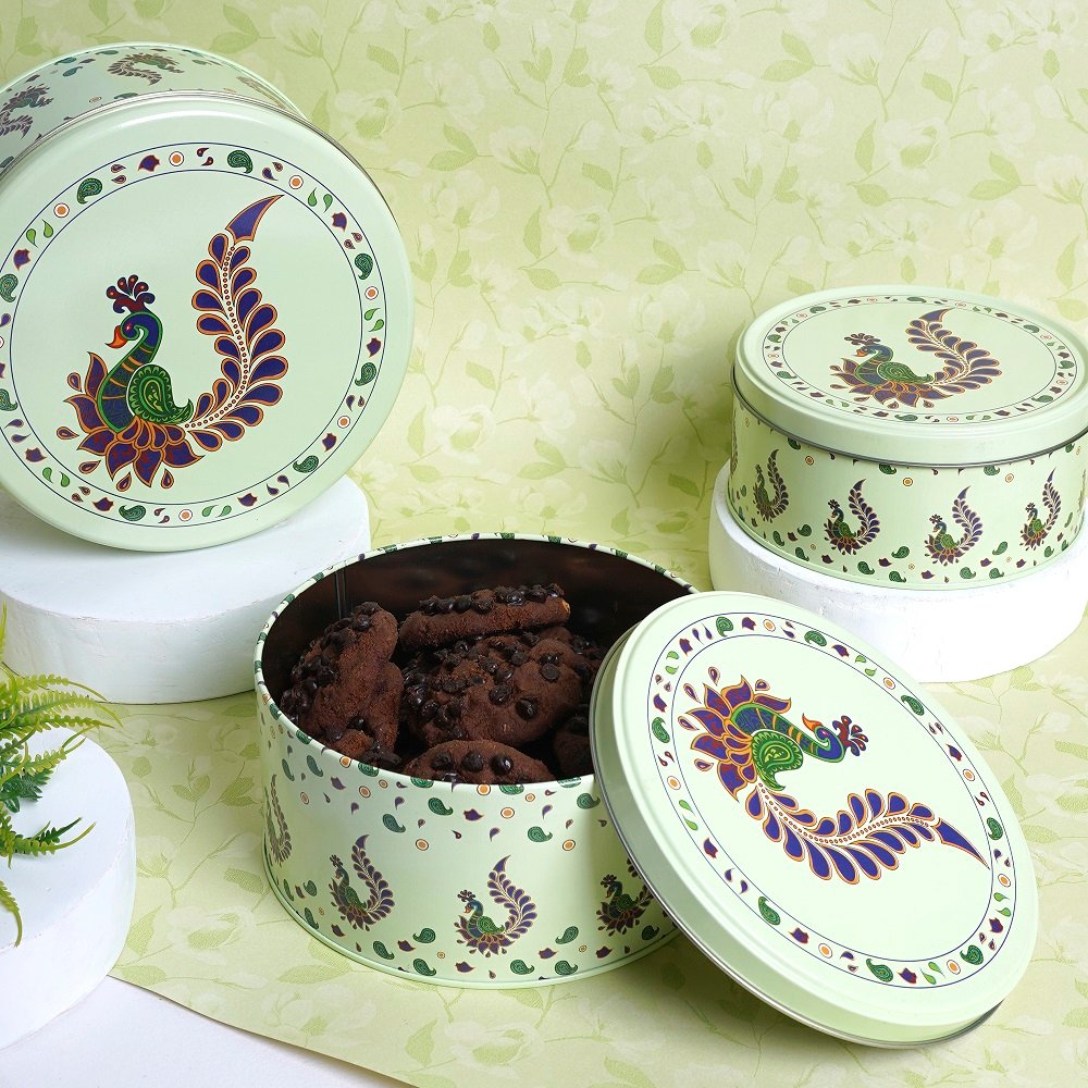 Glistindecor Round Metal Container Set of 3 image