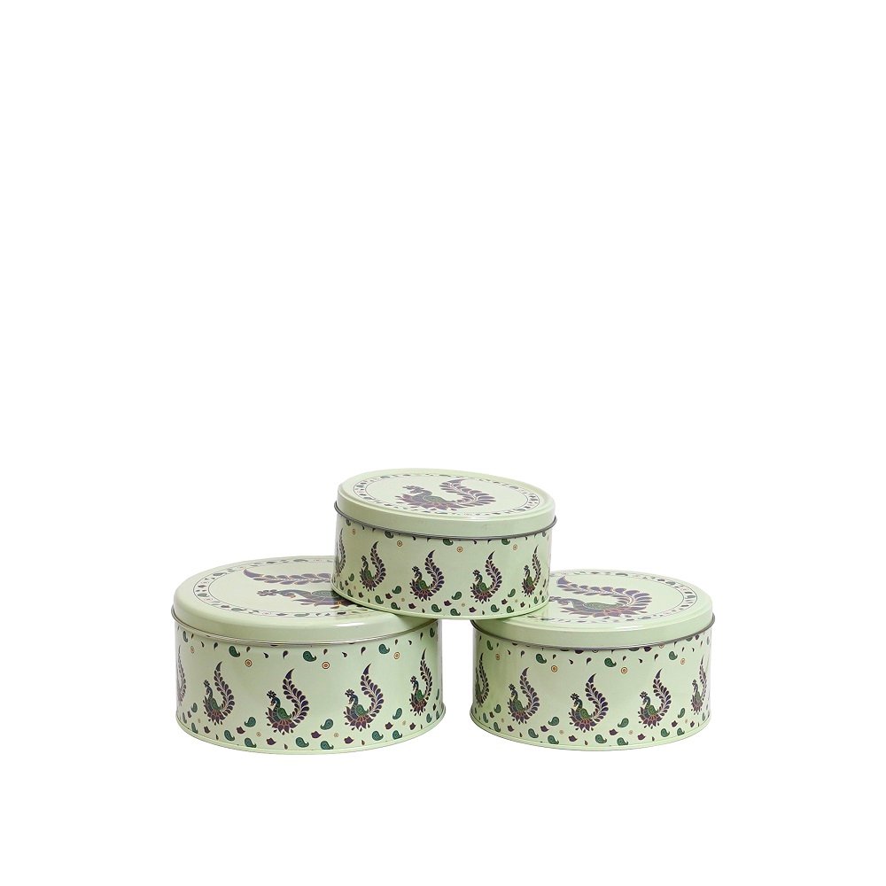 Glistindecor Round Metal Container Set of 3 image