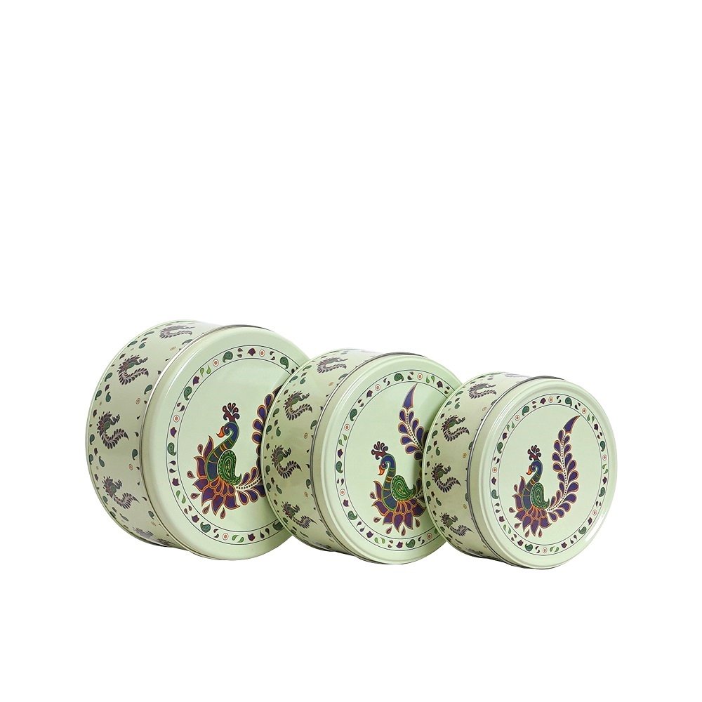 Glistindecor Round Metal Container Set of 3 image
