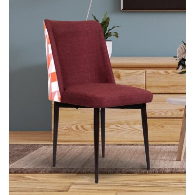 Emil Fabric Dining Chair In Maroon Color