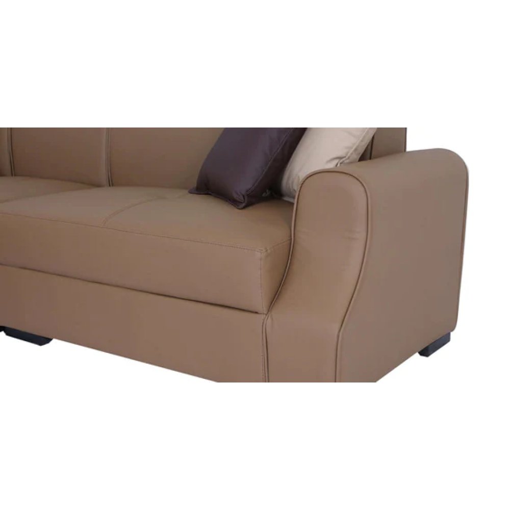 Arlo RHS Leatherette Corner Sofa in Brown Color image