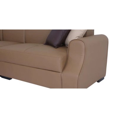 Arlo RHS Leatherette Corner Sofa in Brown Color image