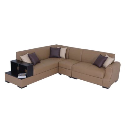 Arlo RHS Leatherette Corner Sofa in Brown Color image
