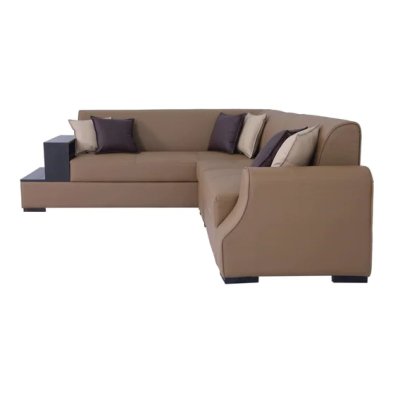 Arlo RHS Leatherette Corner Sofa in Brown Color image