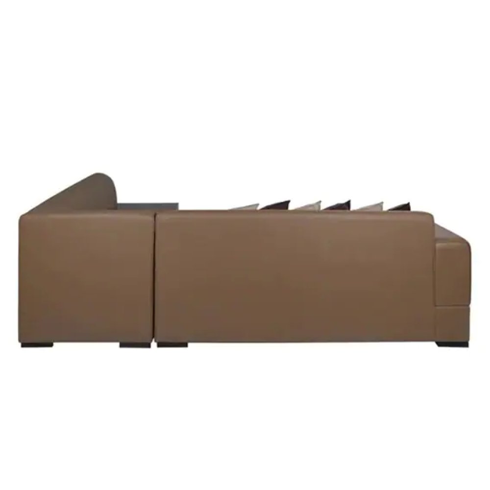 Alden Leatherette LHS Sectional Sofa in Tan Brown Colour image