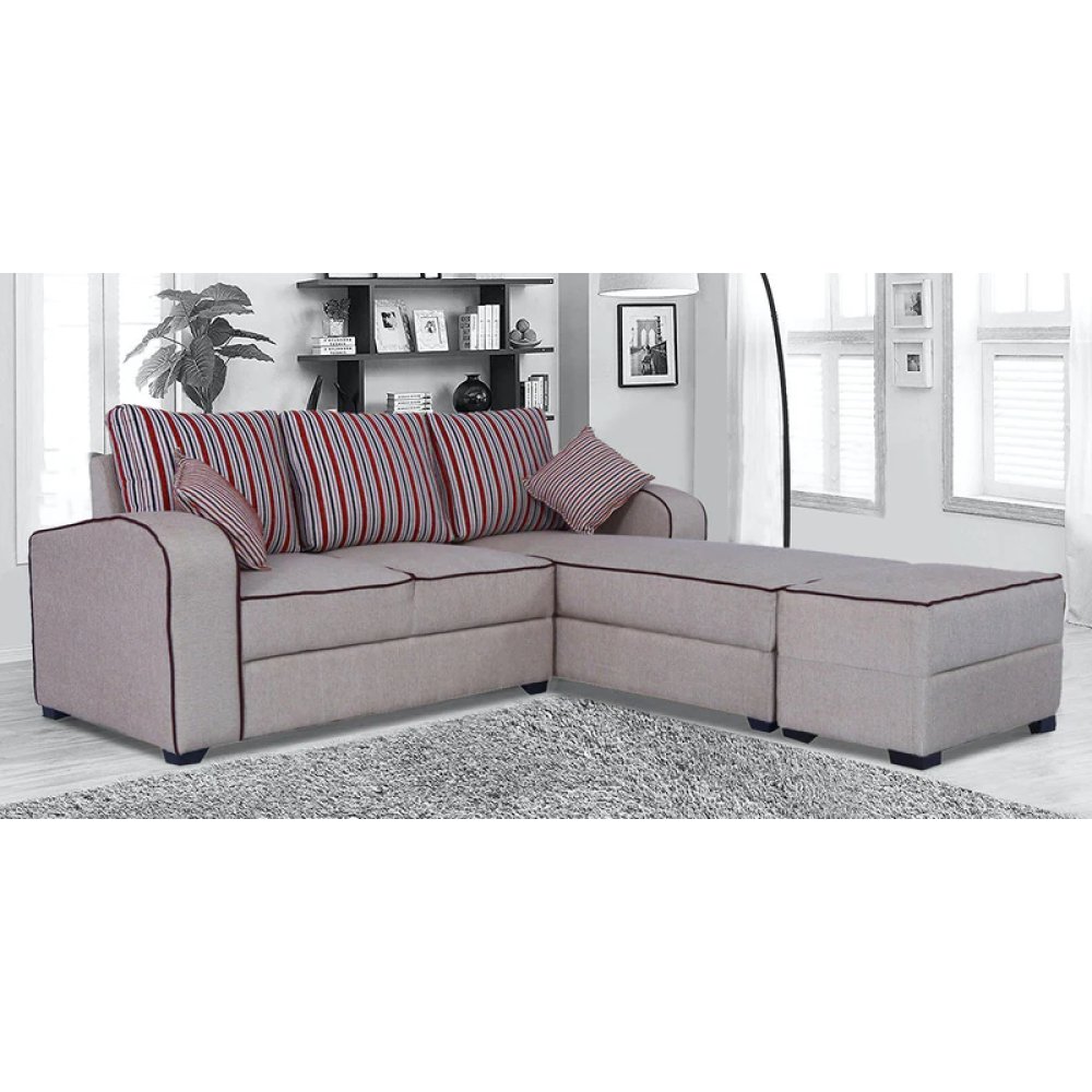 Alex Fabric LHS Sectional Sofa in Light Brown Colour image