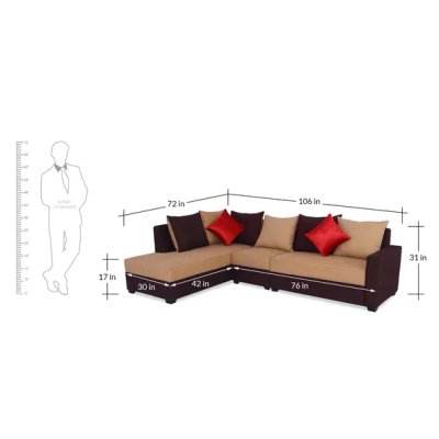 Jordan Fabric RHS Sectional Sofa in Beige & Brown Colour image