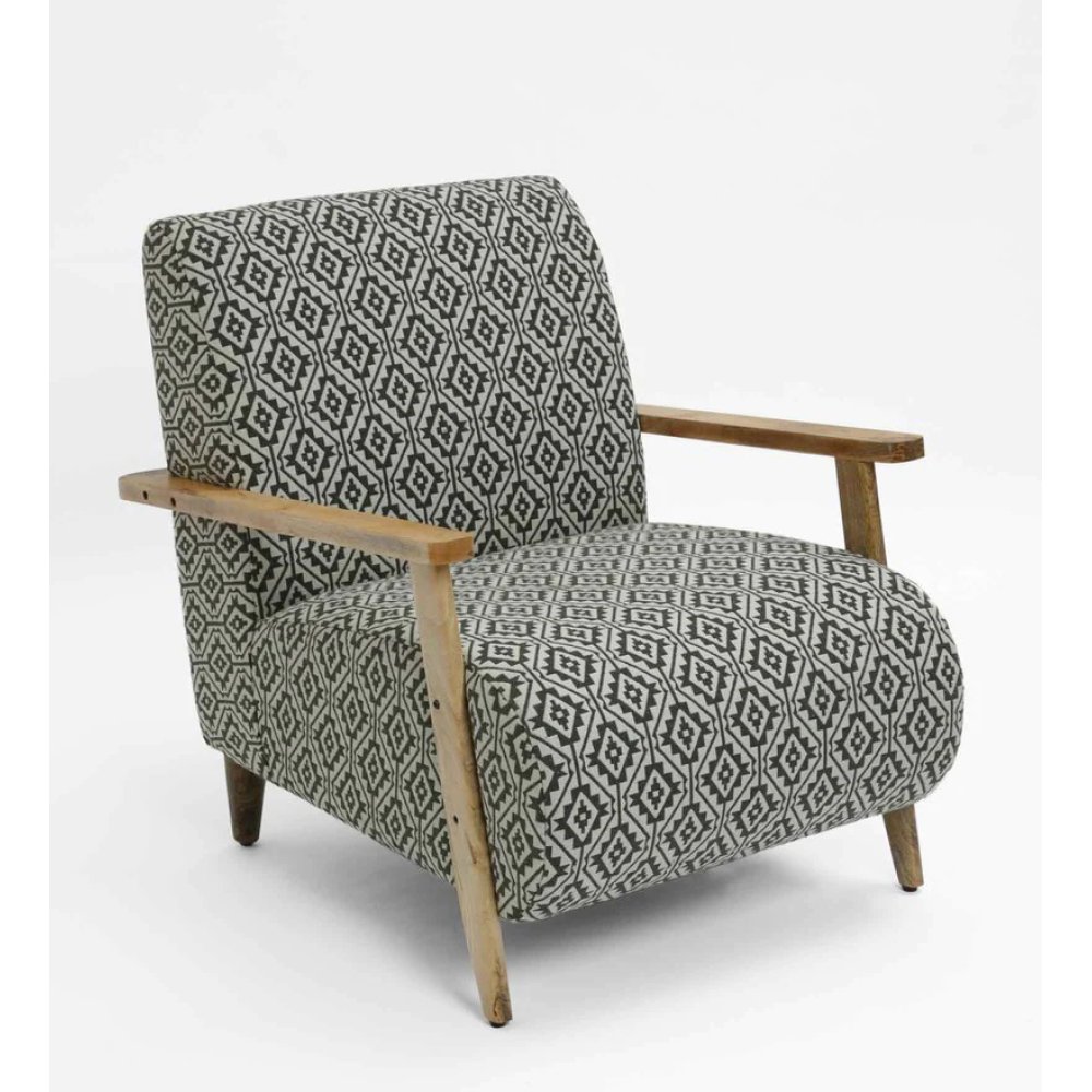 Atreo Fabric Arm Chair In Grey Color Print image