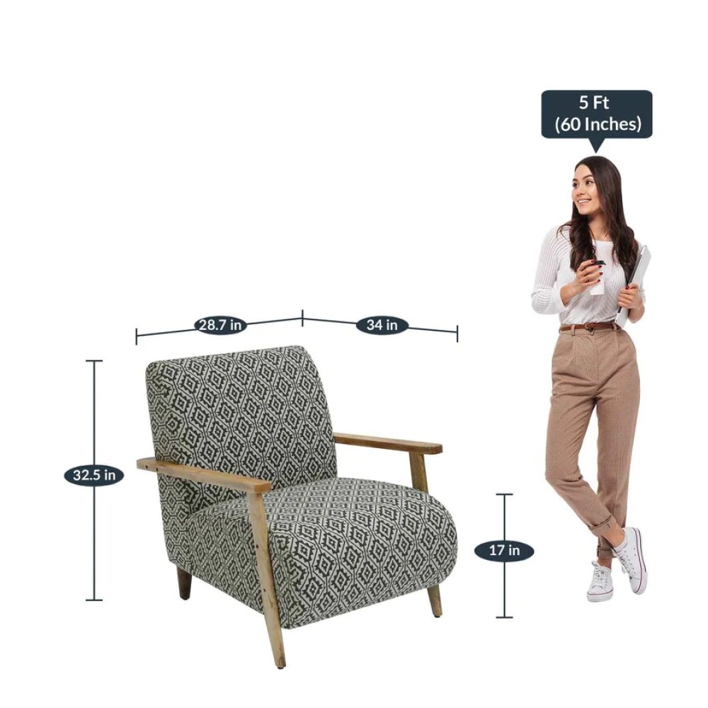 Atreo Fabric Arm Chair In Grey Color Print image