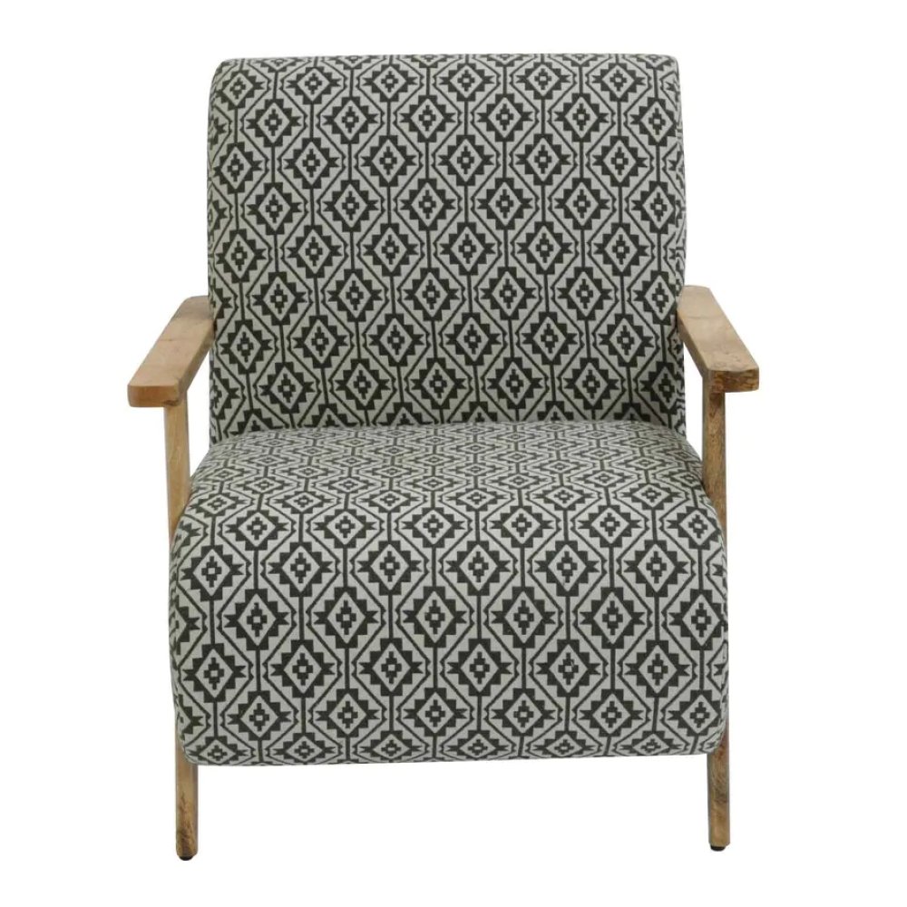 Atreo Fabric Arm Chair In Grey Color Print image