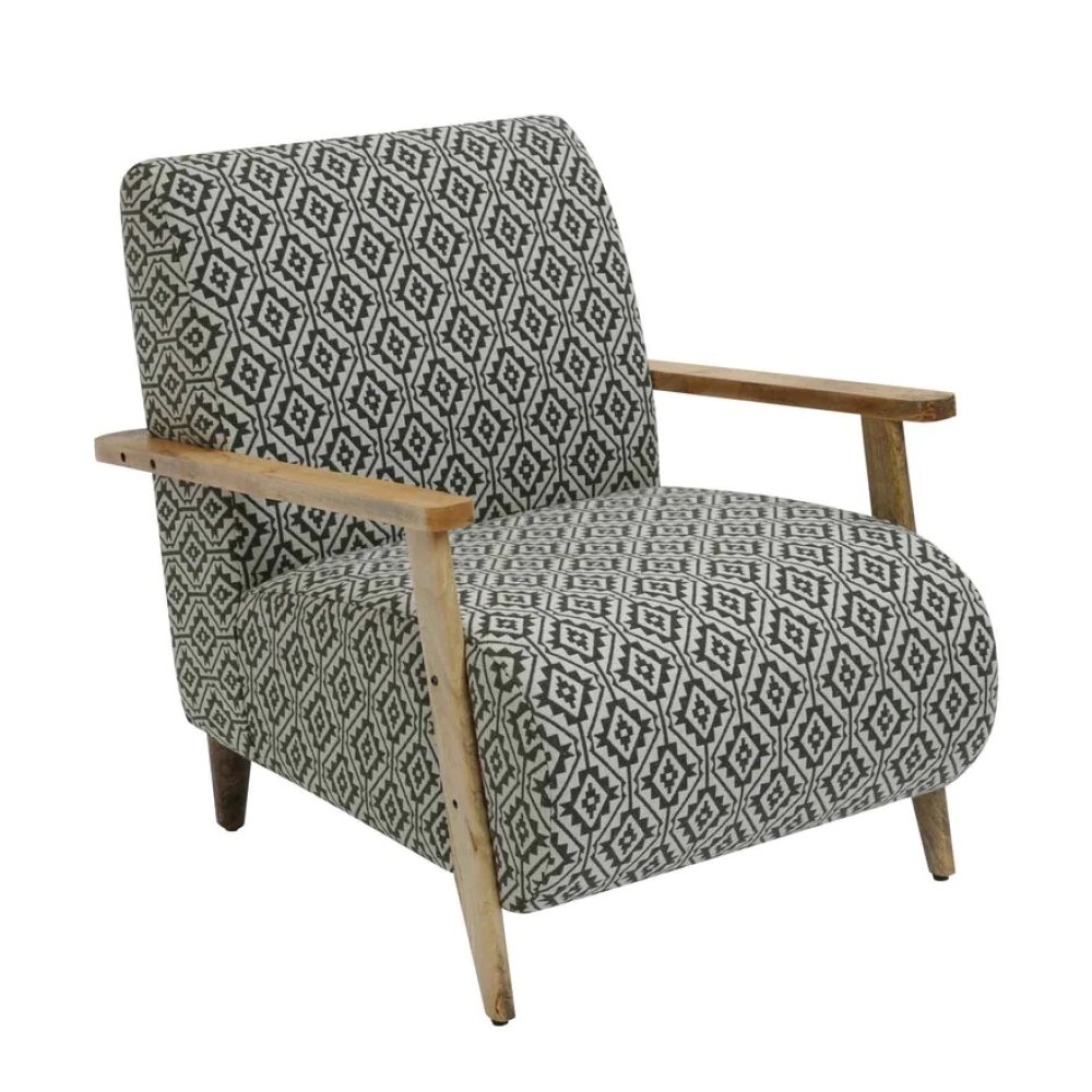 Atreo Fabric Arm Chair In Grey Color Print image