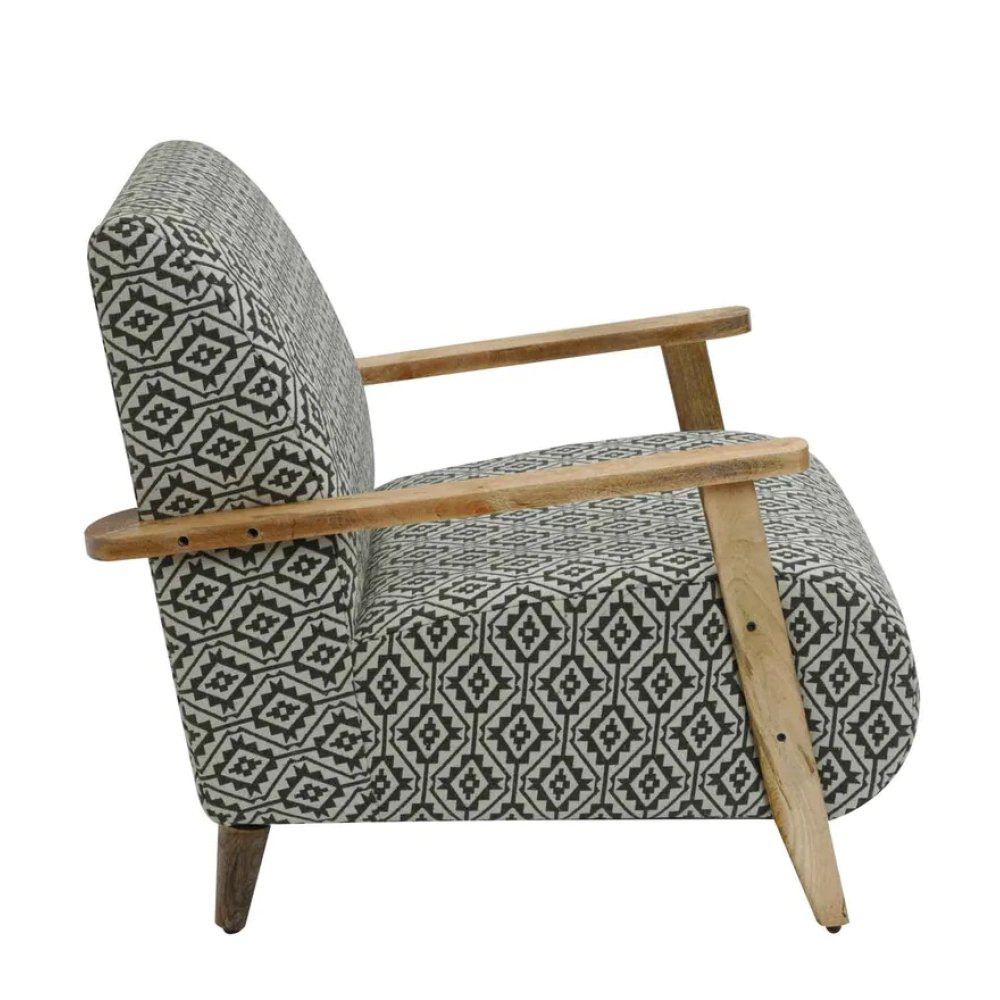 Atreo Fabric Arm Chair In Grey Color Print image
