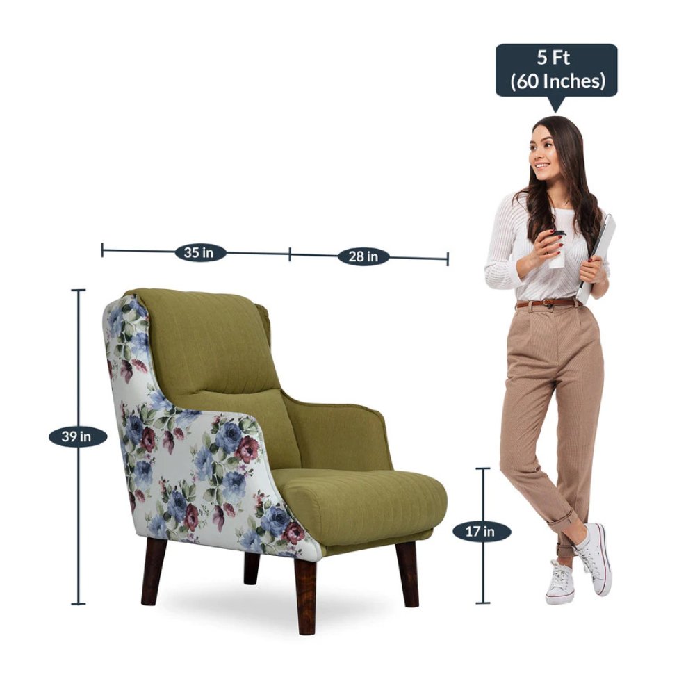 Jerrish Fabric Lounge Chair in Green Color image