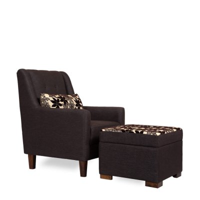 Otis Fabric Lounge Chair in Brown Color with Foot Stool image