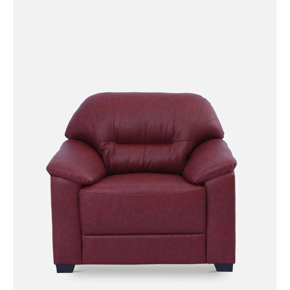 Croma Leatherette 1 Seater Sofa in Cherry Color image