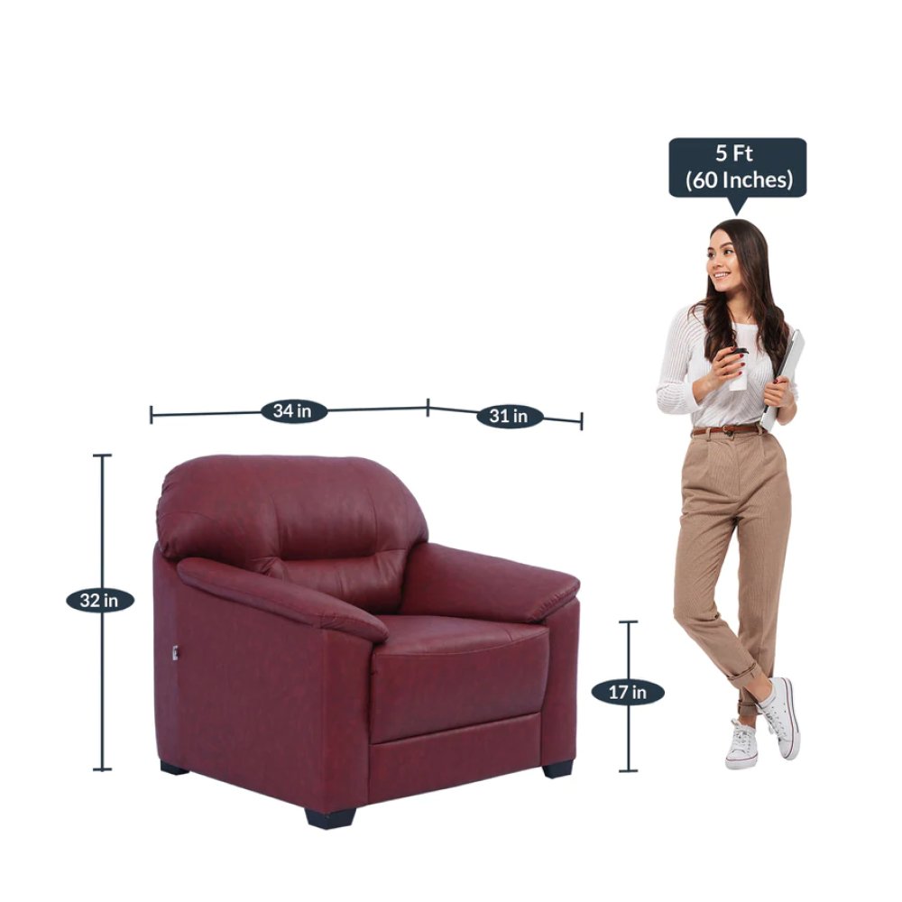 Croma Leatherette 1 Seater Sofa in Cherry Color image