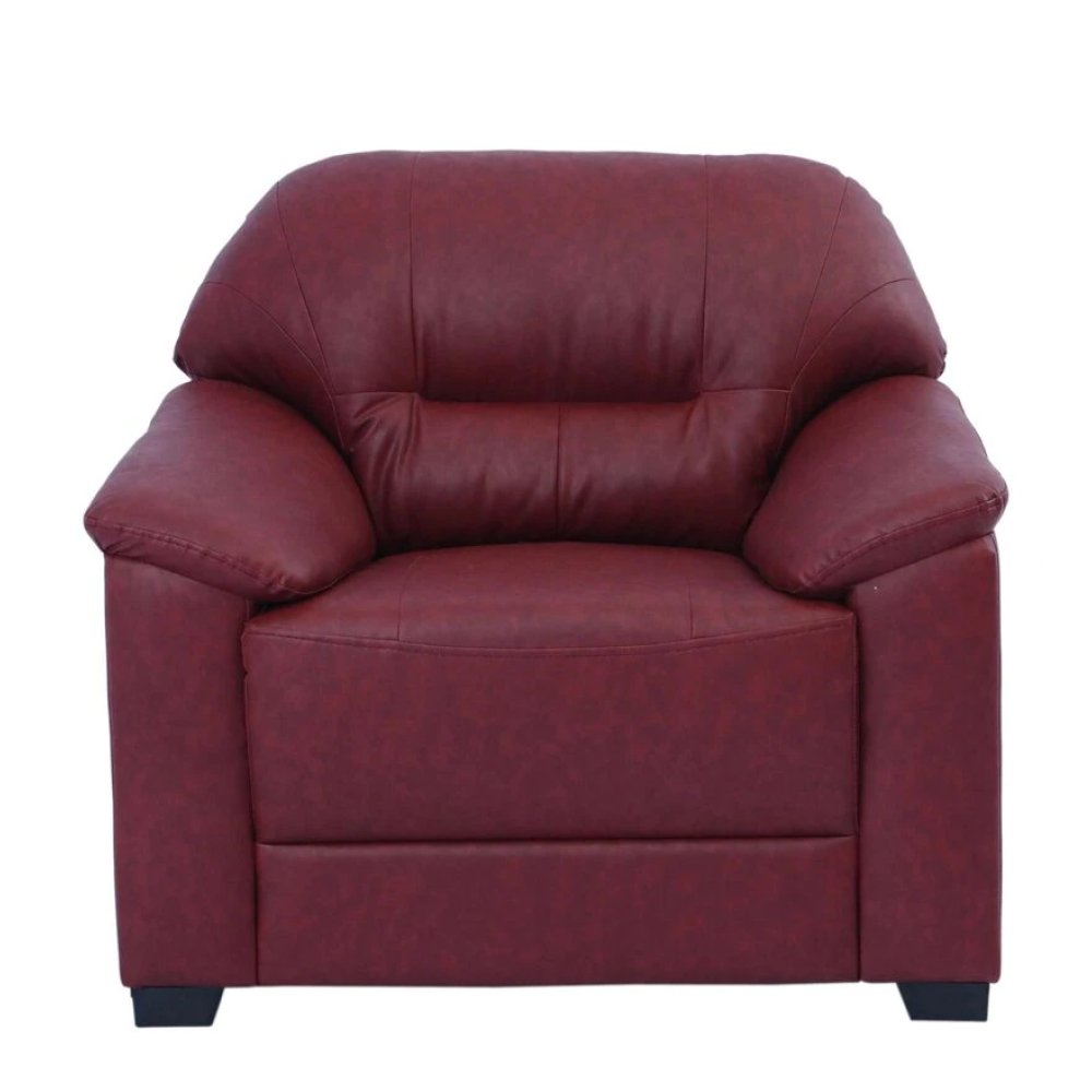 Croma Leatherette 1 Seater Sofa in Cherry Color image