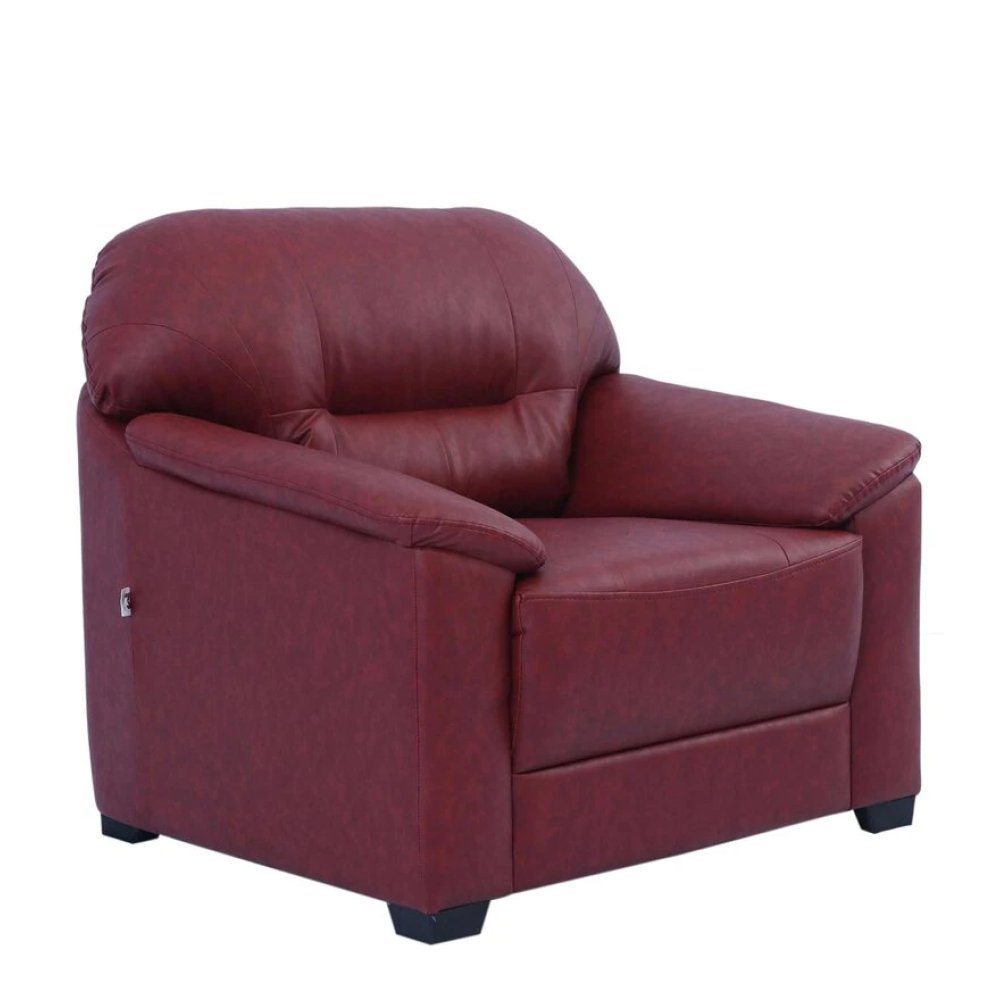 Croma Leatherette 1 Seater Sofa in Cherry Color image