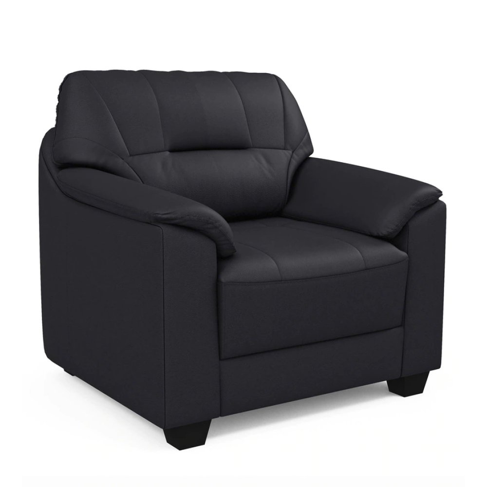 Croma Leatherette 1 Seater Sofa in Black Color image