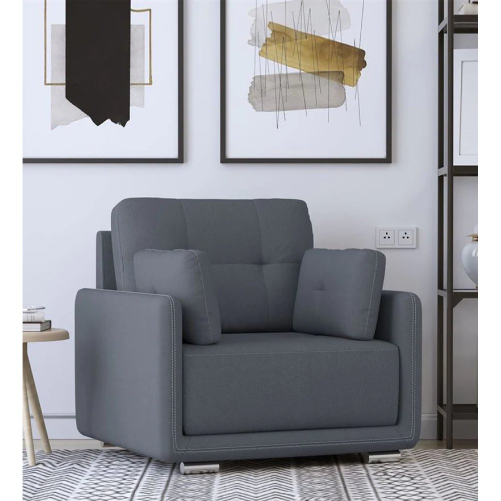 Cedar Leatherette 1 Seater Sofa in Grey Color image