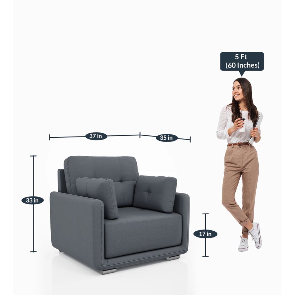 Cedar Leatherette 1 Seater Sofa in Grey Color image