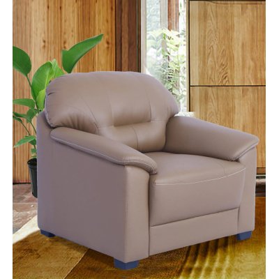 Croma Leatherette 1 Seater Sofa in Tan Brown Color