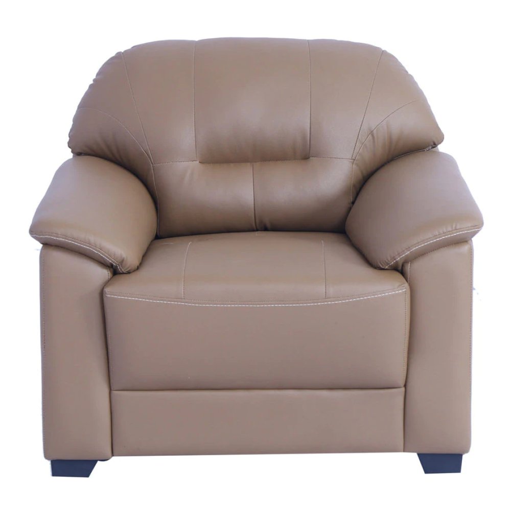 Croma Leatherette 1 Seater Sofa in Tan Brown Color image