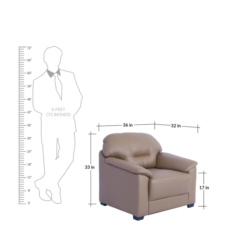 Croma Leatherette 1 Seater Sofa in Tan Brown Color image